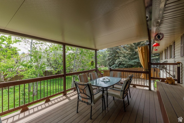 3250 N River Dr, Eden, UT 84310 - deck featuring outdoor dining space and a fenced backyard