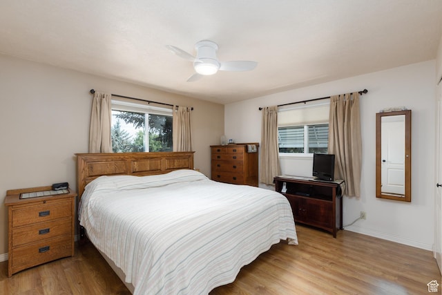 3250 N River Dr, Eden, UT 84310 - bedroom featuring light wood finished floors and ceiling fan