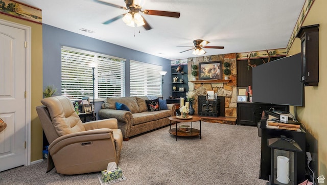 7488 S Blackfriar Cir, West Jordan, UT 84084 - carpeted living room with a ceiling fan