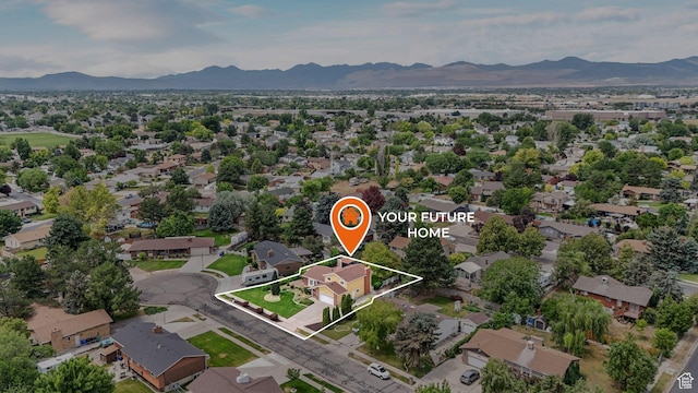 7488 S Blackfriar Cir, West Jordan, UT 84084 - aerial view of residential area with mountains and property boundaries highlighted