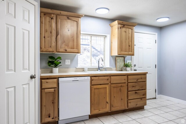 9768 N 5520 W, Highland, UT 84003 - kitchen with white dishwasher, light countertops, and light tile patterned floors