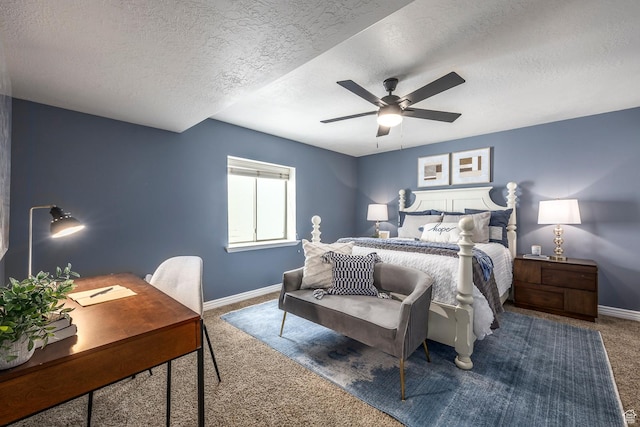 9768 N 5520 W, Highland, UT 84003 - bedroom with carpet floors, a textured ceiling, ceiling fan, and an office area