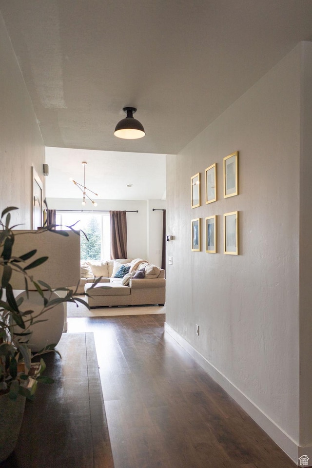 4373 N Foxtrail Dr, Lehi, UT 84043 - corridor featuring wood finished floors and a chandelier
