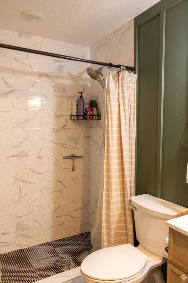 4373 N Foxtrail Dr, Lehi, UT 84043 - bathroom featuring vanity, a stall shower, and a textured ceiling