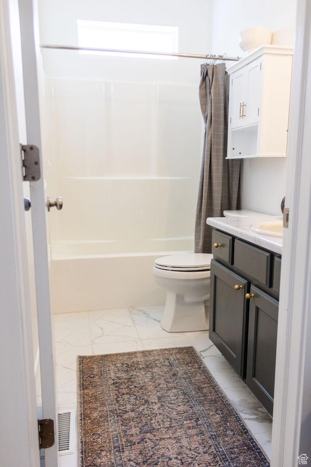 4373 N Foxtrail Dr, Lehi, UT 84043 - bathroom with marble look tiles, shower / bath combo, and vanity