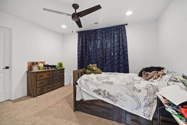 3317 S Watchman Trl, Moab, UT 84532 - carpeted bedroom with recessed lighting and ceiling fan