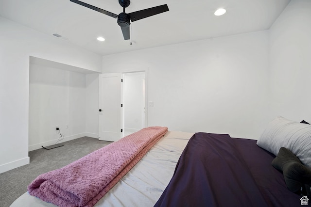 3317 S Watchman Trl, Moab, UT 84532 - bedroom featuring carpet floors, recessed lighting, and a ceiling fan