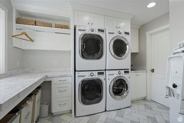 5040 S 1450 E, Ogden, UT 84403 - laundry area featuring cabinet space, washer and dryer, stacked washer / dryer, and recessed lighting