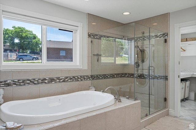 5040 S 1450 E, Ogden, UT 84403 - full bath with a garden tub, a shower stall, plenty of natural light, and recessed lighting