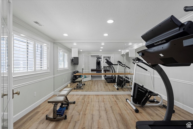 5040 S 1450 E, Ogden, UT 84403 - exercise room with light wood-style flooring, ornamental molding, and recessed lighting
