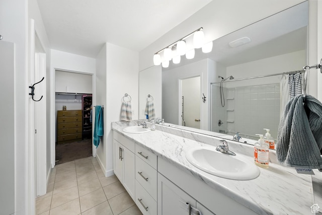 15104 S Halter Way, Bluffdale, UT 84065 - full bath featuring tile patterned flooring, a shower with curtain, double vanity, and a walk in closet