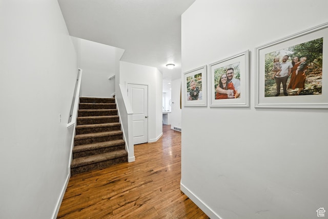 15104 S Halter Way, Bluffdale, UT 84065 - hallway featuring wood finished floors and stairs