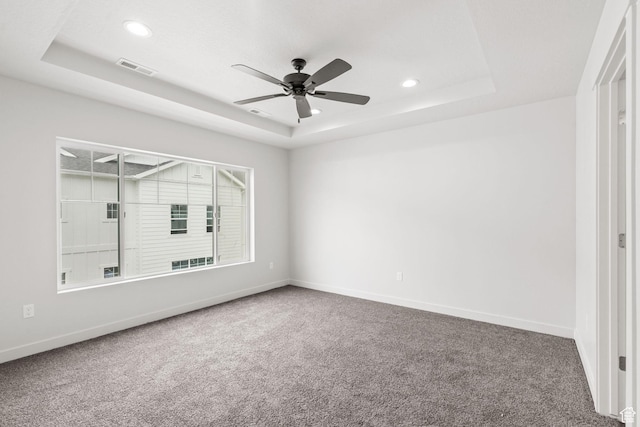 688 E 500 S Unit 108, Provo, UT 84606 - unfurnished room featuring a tray ceiling, carpet, a ceiling fan, and recessed lighting