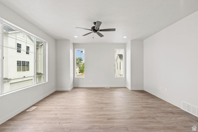 688 E 500 S Unit 108, Provo, UT 84606 - unfurnished room with light wood-style flooring, a ceiling fan, and recessed lighting