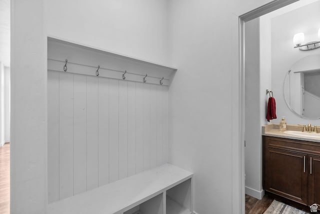 15218 S Tack Way, Bluffdale, UT 84065 - mudroom featuring a sink and dark wood-style floors