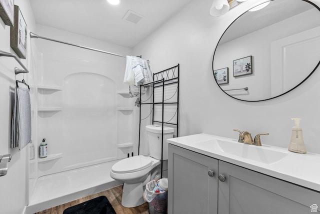 15218 S Tack Way, Bluffdale, UT 84065 - bathroom with wood finished floors, vanity, and a shower