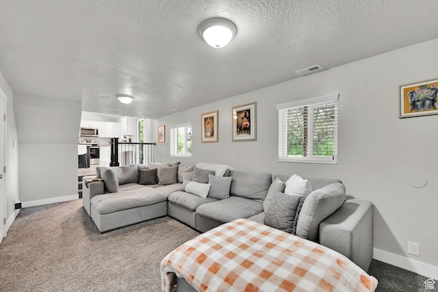 6337 S Coybrook Dr, Taylorsville, UT 84129 - living room with a textured ceiling, healthy amount of natural light, and carpet