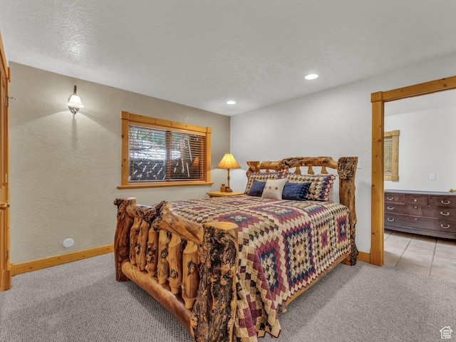 8998 Timphaven Rd, Sundance, UT 84604 - bedroom with carpet, a textured ceiling, and recessed lighting