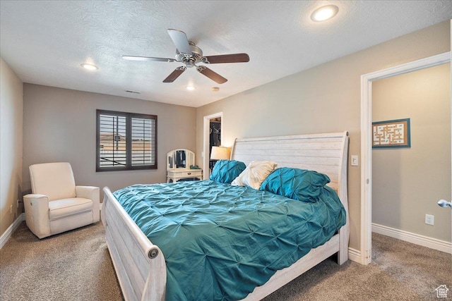 3042 S Festival Dr W, West Valley City, UT 84120 - bedroom featuring carpet flooring, a textured ceiling, and a ceiling fan