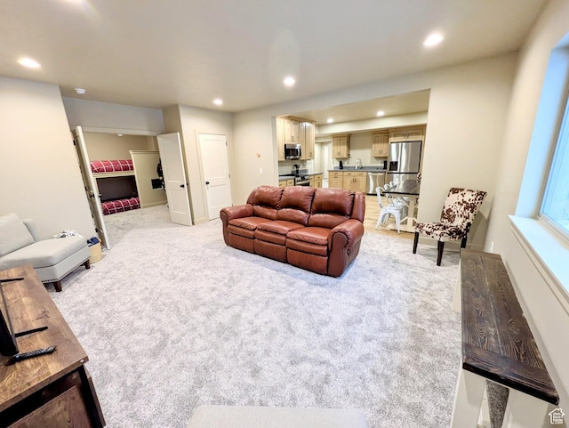 251 N Summit Dr, Beaver, UT 84713 - living room featuring recessed lighting and light colored carpet