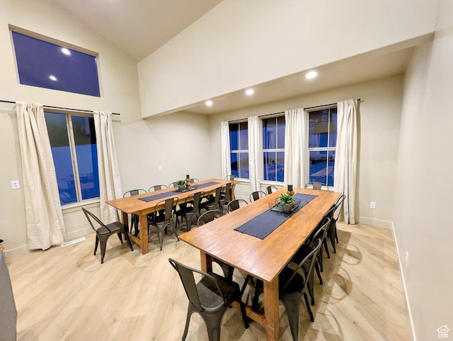 251 N Summit Dr, Beaver, UT 84713 - dining space featuring high vaulted ceiling, light wood-style flooring, and recessed lighting