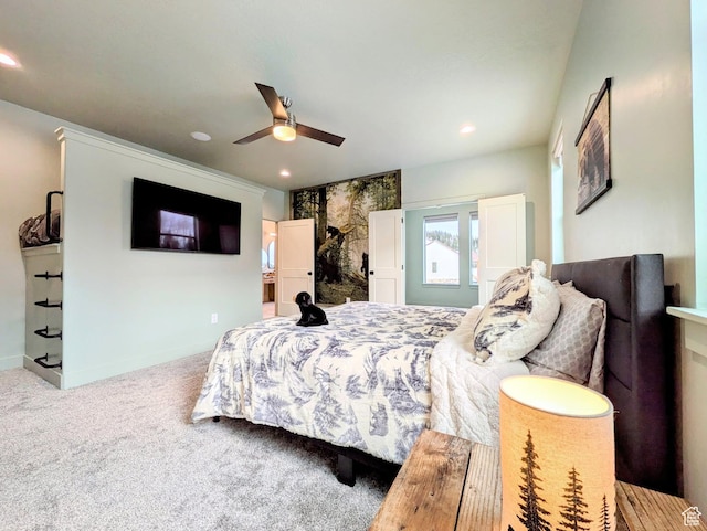 251 N Summit Dr, Beaver, UT 84713 - carpeted bedroom with recessed lighting and ceiling fan