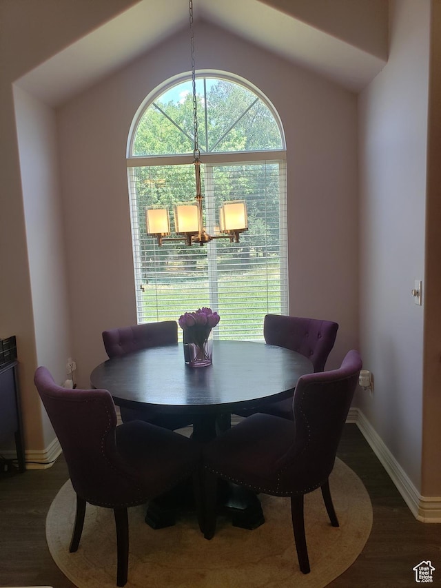 62 S 100 E, Kaysville, UT 84037 - dining area with wood finished floors, a chandelier, and vaulted ceiling
