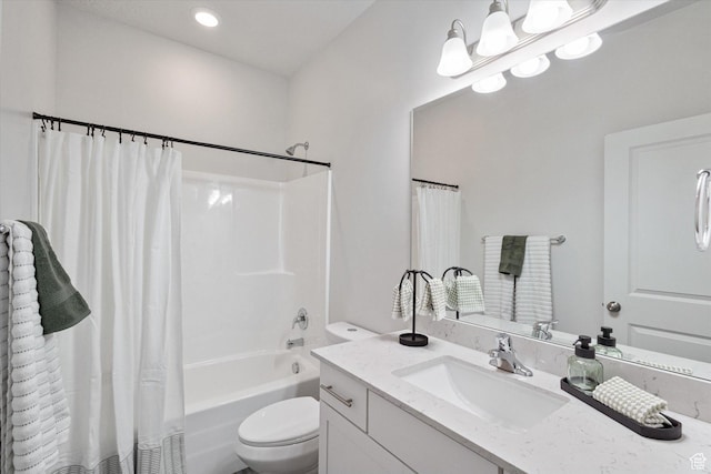 1011 W Lapis Fields Way S, Bluffdale, UT 84065 - full bathroom with vanity, shower / bathtub combination with curtain, and recessed lighting