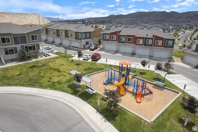 1011 W Lapis Fields Way S, Bluffdale, UT 84065 - aerial perspective of suburban area featuring mountains and a community park