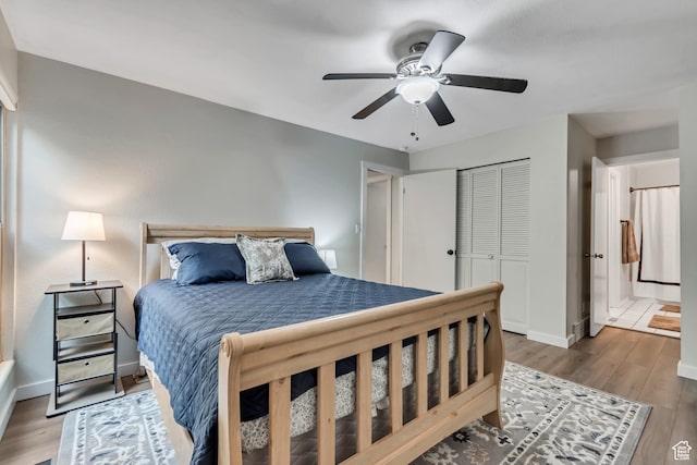 5398 S Tonalea Dr, Salt Lake City, UT 84107 - bedroom featuring wood finished floors, a closet, and a ceiling fan