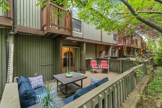 5398 S Tonalea Dr, Salt Lake City, UT 84107 - wooden deck with outdoor lounge area