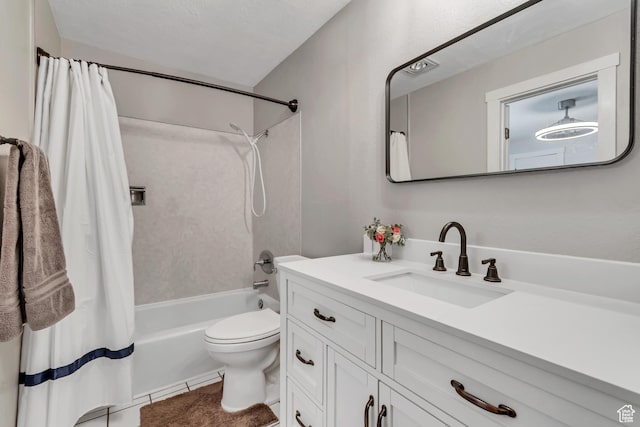 5398 S Tonalea Dr, Salt Lake City, UT 84107 - bathroom with shower / bath combination with curtain, vanity, and tile patterned flooring
