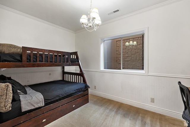 480 W Tonapah Way, Ivins, UT 84738 - carpeted bedroom with a chandelier, ornamental molding, and wainscoting