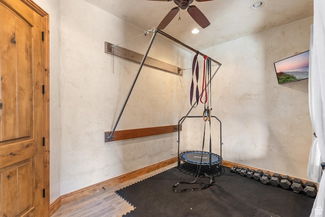 480 W Tonapah Way, Ivins, UT 84738 - exercise room with a ceiling fan, recessed lighting, and wood finished floors