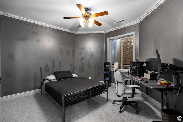 480 W Tonapah Way, Ivins, UT 84738 - bedroom featuring carpet flooring, an office area, crown molding, and ceiling fan