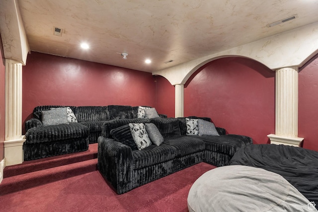 480 W Tonapah Way, Ivins, UT 84738 - cinema with ornate columns, carpet flooring, and recessed lighting