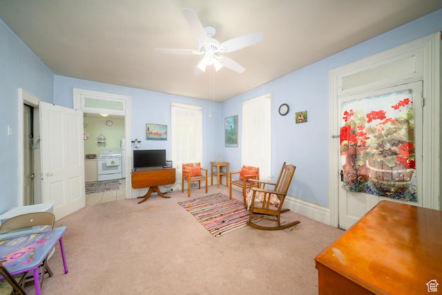 742 N 300 E, Logan, UT 84321 - sitting room with a ceiling fan, light carpet, and a desk