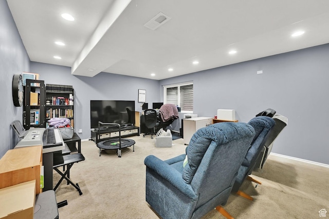 2221 W Davenshire Ln, Taylorsville, UT 84129 - carpeted living area featuring recessed lighting