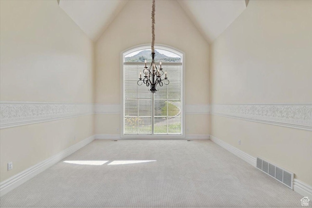 3356 Twin Peaks Cir, Layton, UT 84040 - carpeted empty room with a chandelier and lofted ceiling