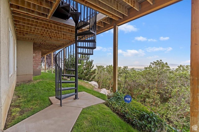 3356 Twin Peaks Cir, Layton, UT 84040 - view of green lawn with stairway and a patio area