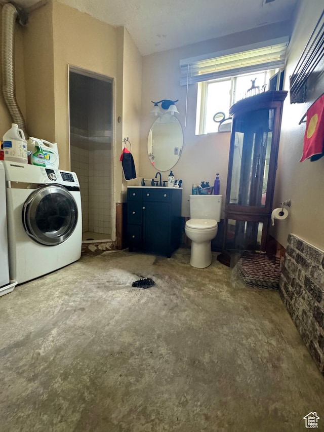 1360 W 7305 S, West Jordan, UT 84084 - bathroom with vanity, washer and dryer, and concrete flooring