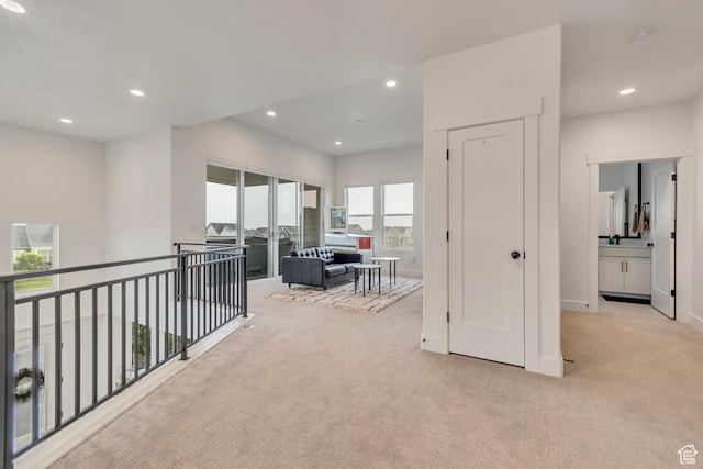 11536 S Allerton Dr, South Jordan, UT 84009 - hall featuring carpet flooring and recessed lighting