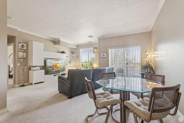 838 E S Temple S Unit 409, Salt Lake City, UT 84102 - dining area featuring light carpet and crown molding