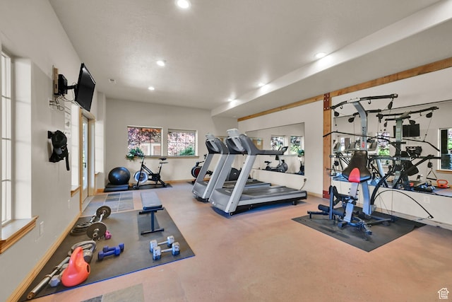 5060 E Lakeview Dr Unit 1109, Eden, UT 84310 - gym with recessed lighting and baseboards