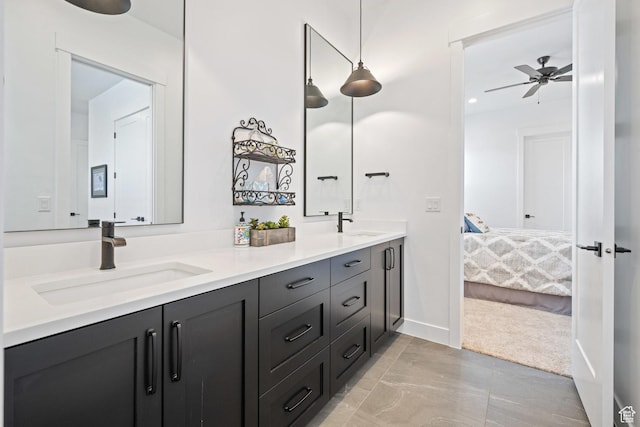 2616 S 3210 E, St George, UT 84790 - bathroom with double vanity, connected bathroom, and a ceiling fan