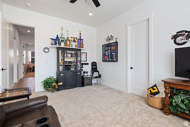 2616 S 3210 E, St George, UT 84790 - living area featuring ceiling fan, carpet floors, and recessed lighting