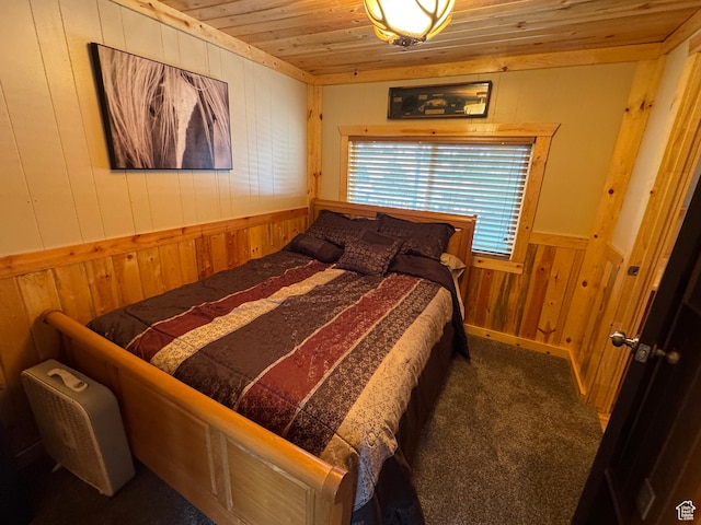 738 E Vanessa Ln Unit 386, Garden City, UT 84028 - bedroom featuring wooden walls, wooden ceiling, carpet floors, and wainscoting