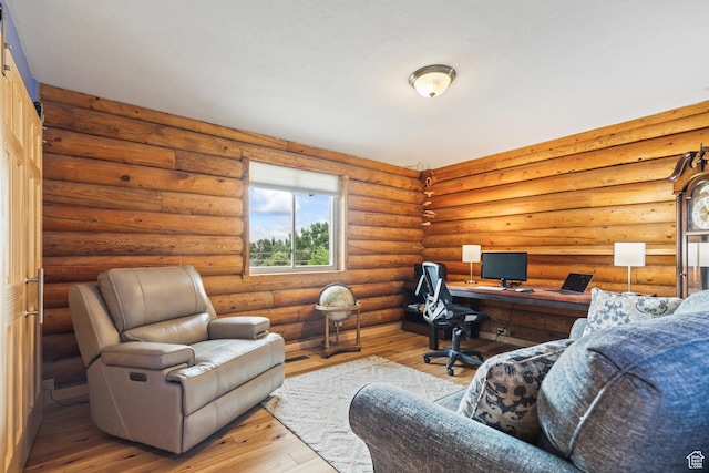 986 E 2290 N, Monroe, UT 84754 - home office featuring hardwood / wood-style floors and rustic walls