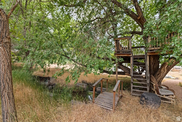 986 E 2290 N, Monroe, UT 84754 - view of yard with stairway and a wooden deck