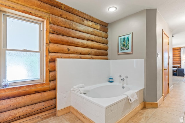986 E 2290 N, Monroe, UT 84754 - full bath featuring rustic walls, a bath, and tile patterned flooring